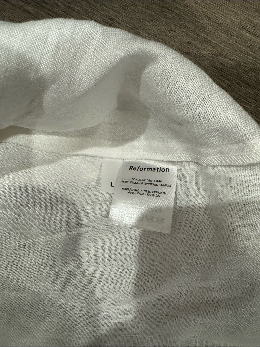 Reformation Linen Sz L White Puff Sleeve Square Neck Mini Dress - Picture 5 of 6